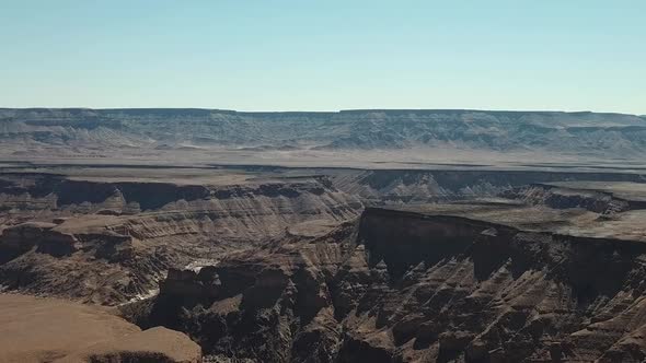 Fish River Canyon in Namibia, Africa Aerial Drone Shot.  Lanscape of the the Largest Canyon in Afric