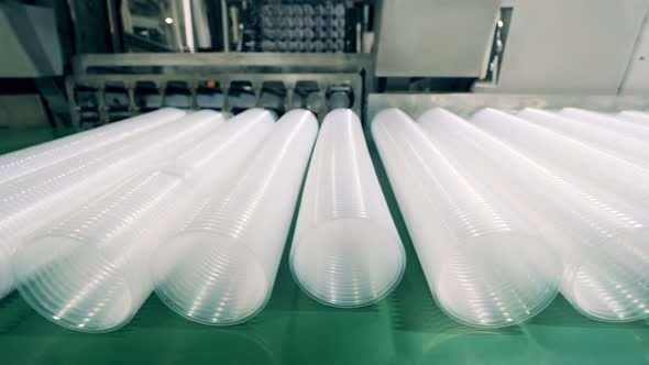 Many Readymade Plastic Cups at a Factory