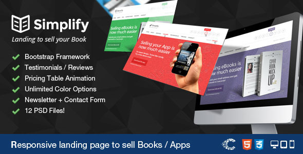 Simplify - Sell your Book / App Landing