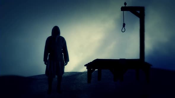 Executioner And A Gallows On A Dark Day