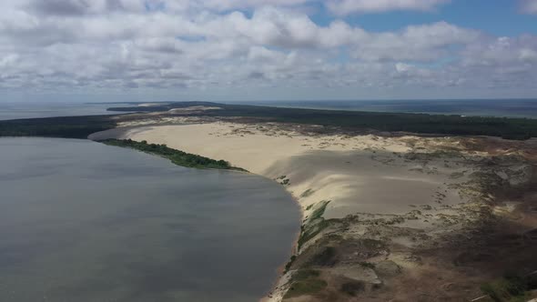 High aerial view of Kurshskaya Kosa / Curonian Spit in summer