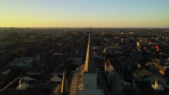 New Orleans St Louis Cathedral Zoom Out Sunset