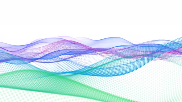 Digital Colorful Gradient Particle Line Wave Animation On White Background