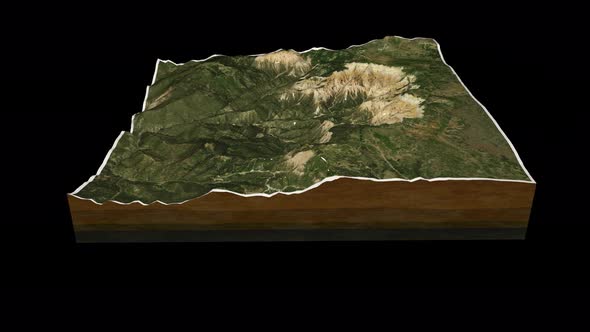 Grand Canyon Arizona terrain  map 3D render 360 degrees loop animation