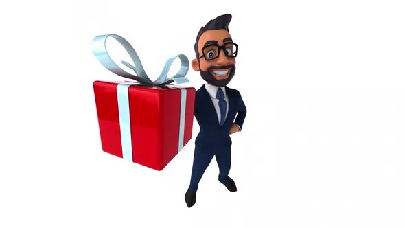 Fun 3D cartoon animation of an indian businessman alt