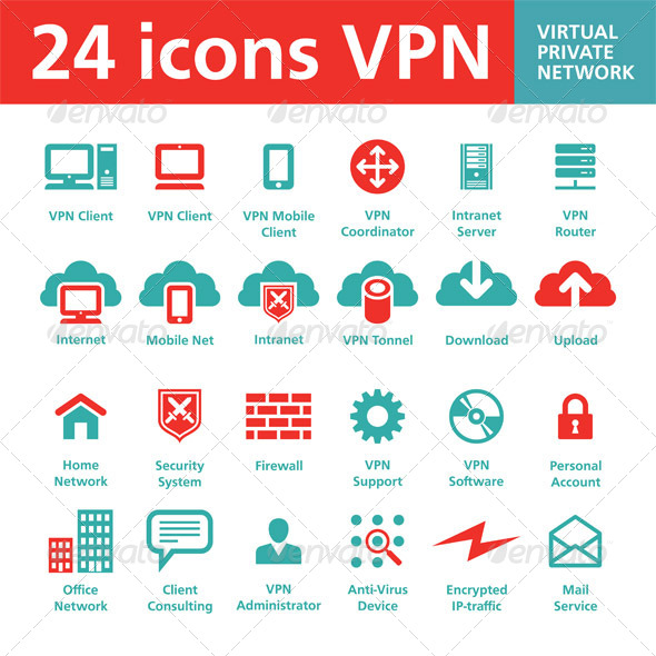 24 icons VPN (Virtual Private Network)