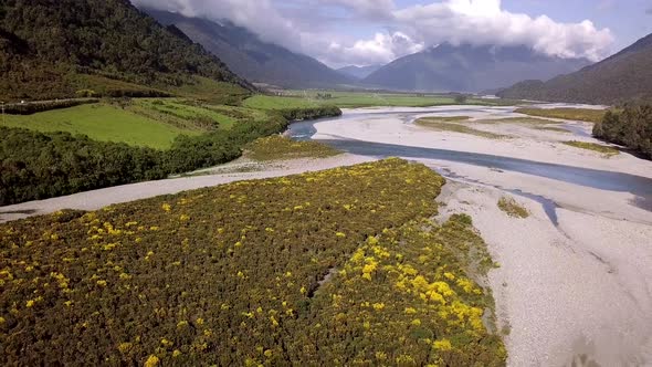 River in the valley aerial