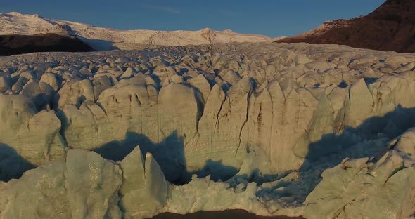 Flying Over A Glacier In Iceland