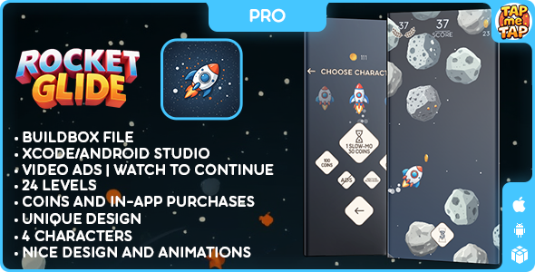 Rocket Glide (PRO) - BUILDBOX CLASSIC - IOS - Android - Reward video