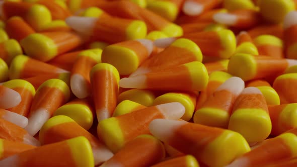 Rotating shot of Halloween candy corn - CANDY CORN 032