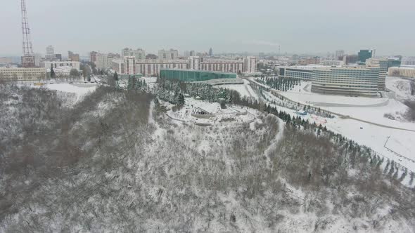 Ufa City in Winter. Russia. Aerial View