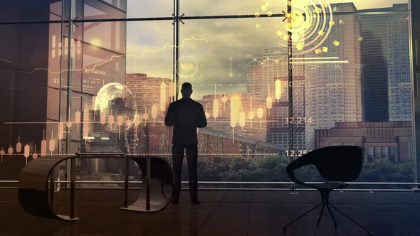 Futuristic Plot, Businessman And Holographic Dataset 4K alt