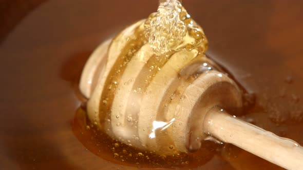 Bowl with Honey and Spoon, Flowing Down