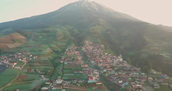 aerial drone of the village of Butuh, nicknamed Nepal van Java, is located on the slopes of Mount Su