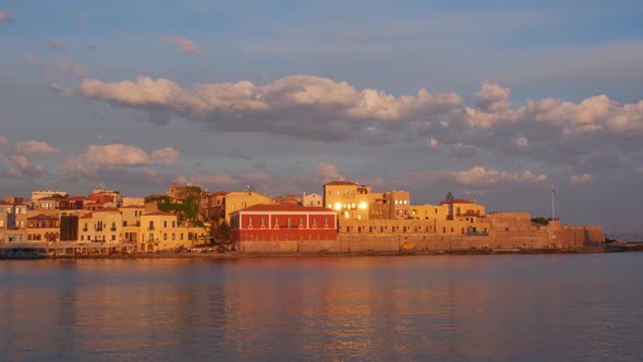 Picturesque Old Port of Chania, Crete Island. Greece