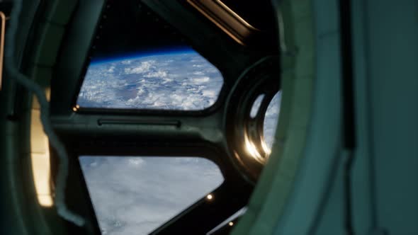Cockpit View From International Space Station Operating Nearby of Planet Earth alt