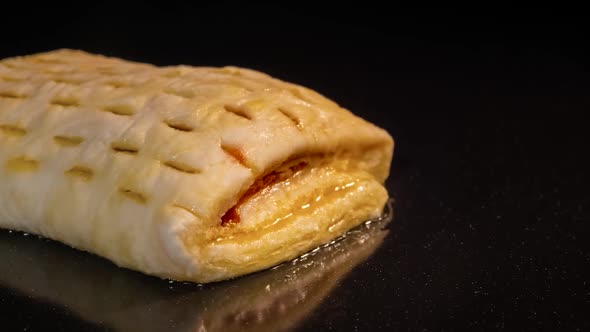 Timelapse  Buns with Red Strawberry Jam Baking in Electric Oven Zoom in Shot