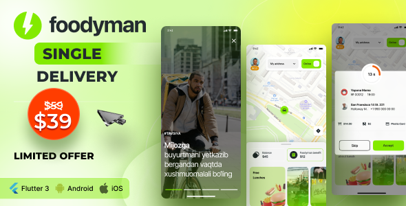 Foodyman - Single Restaurant (with branches) Delivery App (iOS & Android)