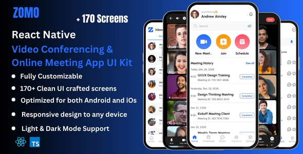 Zomo Pro - Video Conferencing & Online Meeting React Native Expo App UI Kit