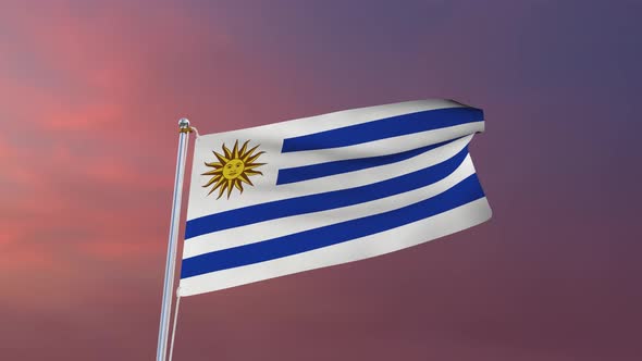 Flag Of Uruguay Waving 4k