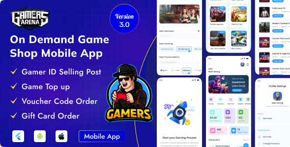 Gamers Arena - On Demand Game Shop Cross Platform Mobile Application