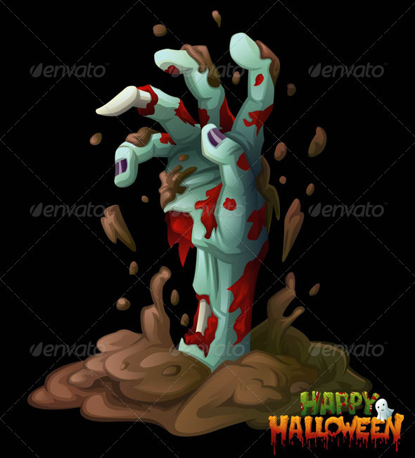 Zombie Hand Halloween Vector Clip Art