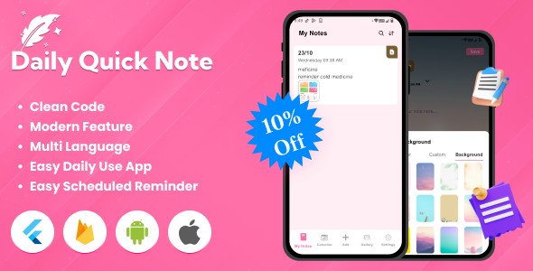 Daily Quick Note - Android - iOS - Flutter Full Application