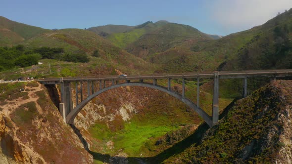 Arial View of the California Bixby Bridge in Big Sur in the Monterey County