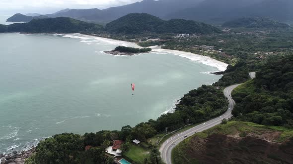 Brazilian Maresias beach landmark. Tropical summer beach.