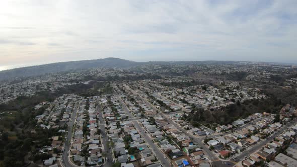 San Diego Clairemont Neighborhood Aerial View Flying Toward Pacific Ocean