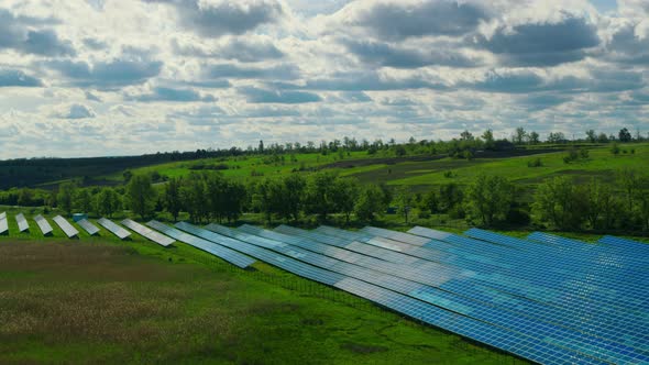 Drone Shot Solar Batteries Field