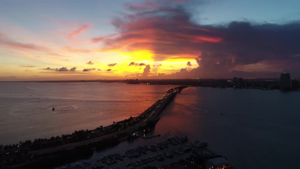 Aerial landscape of coast city of Miami Florida United States