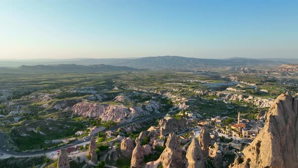 Awesome view of Uchisar Castle at Goreme Historical National Park in Cappadocia, Turkey.