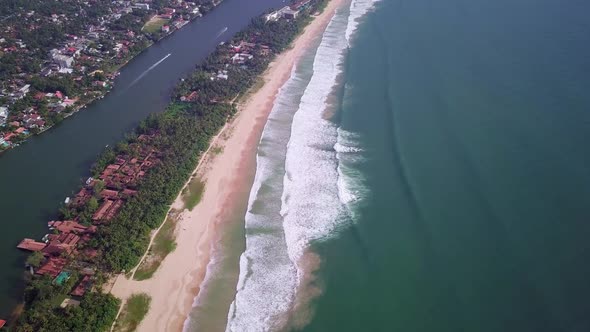 Aerial top view ocean waves