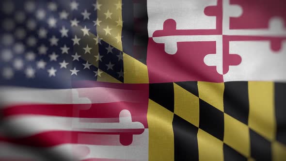 Maryland State Usa Mixed Flag Front HD