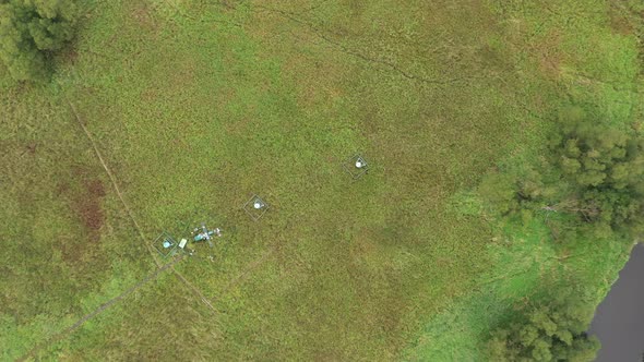 Station Science Research for Studying Wetlands Meadows Drone Aerial Video Shot Ecosystem Weather