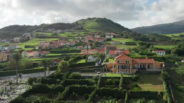 Villas in Horta City Located on Green Hills of Mountains of Faial Island Azores