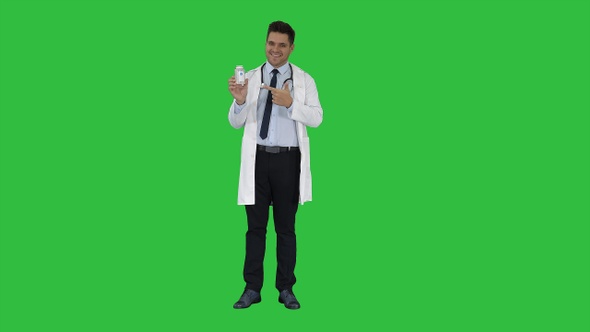 Pharmacist Man Looking Camera Posing and Showing White