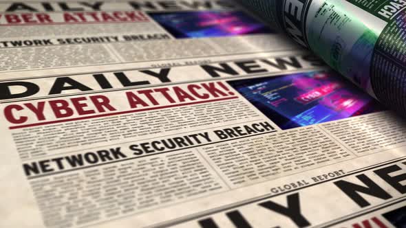 Cyber attack breaking news newspaper printing press