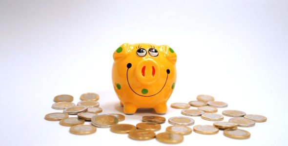Putting Euro Coins into Piggy Bank
