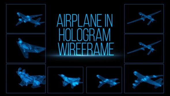 Airplanes In Hologram Wireframe