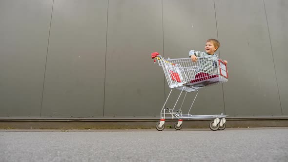 Father with Siblings Going To Grocery, Shopping Mall