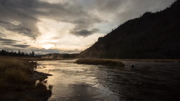 Sunrise Time Lapse on the Madison River, Yellowstone.