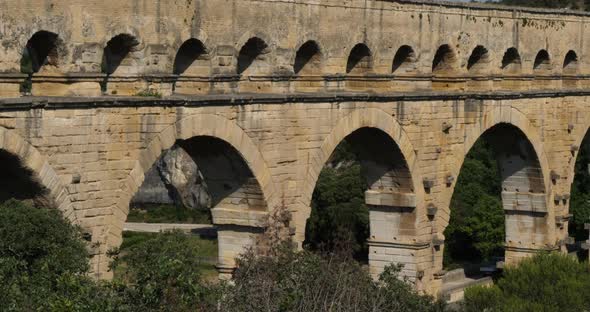 The Roman Bridge Pont du Gard and the Gardon River,Resmoulins, Gard, Occitanie,France