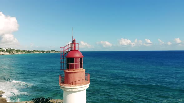 Half-round View of a Lighthouse Located at the Seashore