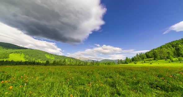 Mountain Meadow Timelapse at the Summer or Autumn Time