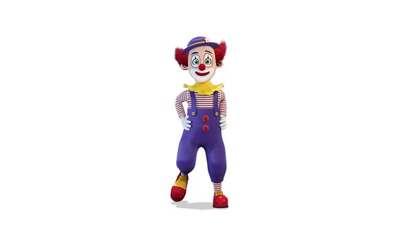 Dancing Character Clown on White Background