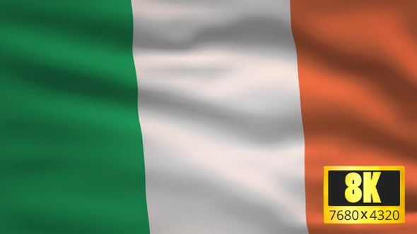 8K Ireland  Windy Flag Background