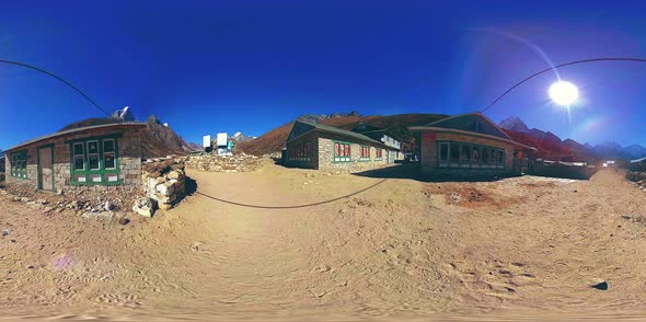 VR of Dingboche and Pheriche Village in Nepal, Basic Point of Everest Base Camp Track. EBC