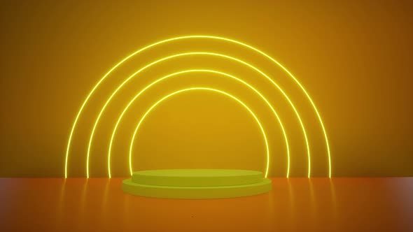 Yellow Neon Empty Mockup Podium Scene Stylish Minimalistic Design Footage